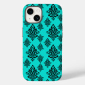 Iphone Damask Hoesje - Donker Blauwgroen (Achterkant)