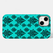 Iphone Damask Hoesje - Donker Blauwgroen (Achterkant (horizontaal))