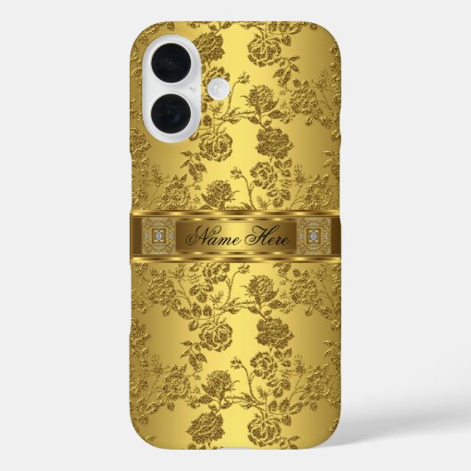 iPhone Elegant Classy faux Gold Damask Floral Case-Mate iPhone Case (Achterkant)