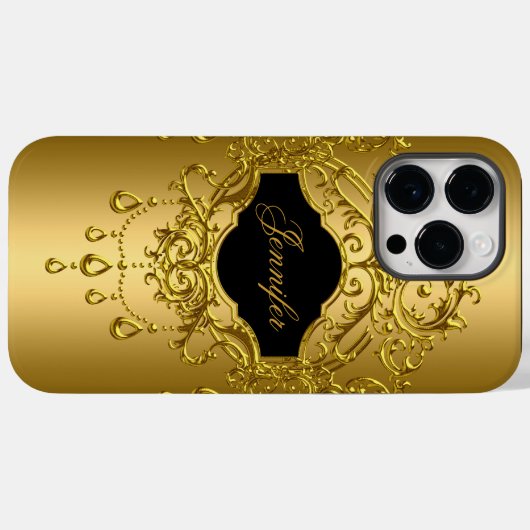 iPhone Elegant Classy Gold Black Case-Mate iPhone Case (Achterkant (horizontaal))