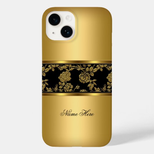 iPhone Elegant Classy Gold Black Floral Case-Mate iPhone Case (Achterkant)