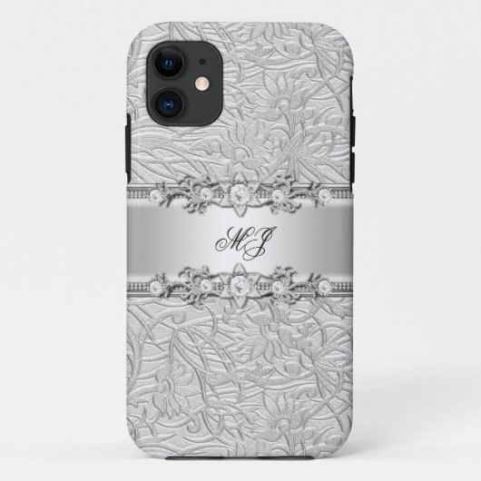 iPhone Elegant Classy Silver White Case-Mate iPhone Case (Achterkant)