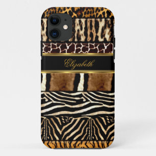 iPhone Elegant Goud Mixed Dierenprint 11 Hoesje
