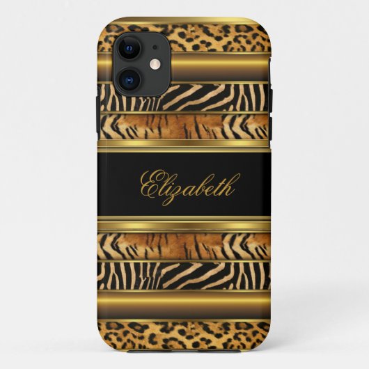 iPhone Elegante Classy Gold Mixed Animal Print Case-Mate iPhone Case (Achterkant)