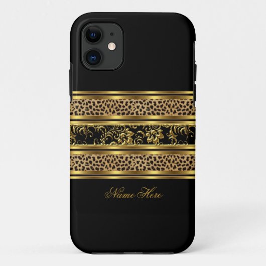 iPhone Elegante Klasse Goud Zwart Luipaard Bloem Case-Mate iPhone Case (Achterkant)