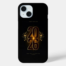 iPhone - Gelukkig Nieuwjaar 2026 Elegante Gouden T 15 Case