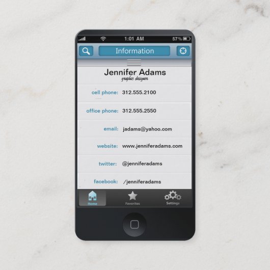 iPhone gepersonaliseerd foto-visitekaartje Visitekaartje (Voorkant)