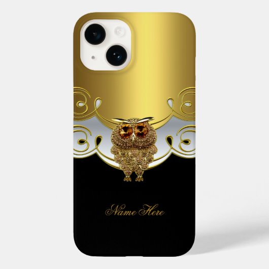 iPhone Goud Zwart Wit Uil Jewel Afbeelding Case-Mate iPhone Case (Achterkant)