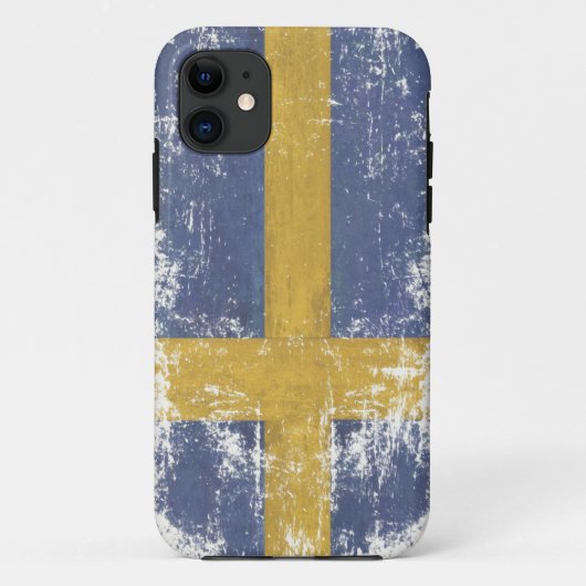 iPhone Hoes met Vlag van Zweden in Distressed Stij (Achterkant)