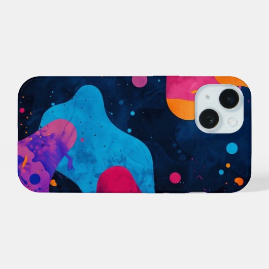 iPhone hoesje _ Abstracte Neon Splatter iPhone 15 Case (Achterkant horizontaal)