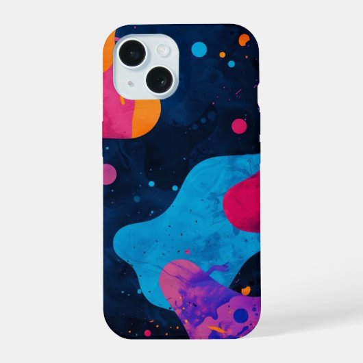 iPhone hoesje _ Abstracte Neon Splatter iPhone 15 Case (Achterkant)