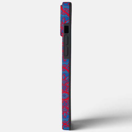 iPhone hoesje blauw en rood tribal (Achterkant / Links)
