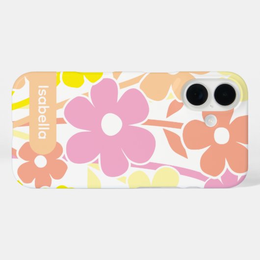 iPhone hoesje bloemmotief kleurrijk patroon esthet (Achterkant (horizontaal))