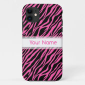 iPhone hoesje Custom Zebra Print Roze Zwart (Achterkant)