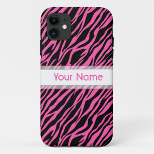 iPhone hoesje Custom Zebra Print Roze Zwart