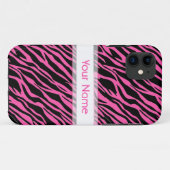 iPhone hoesje Custom Zebra Print Roze Zwart (Achterkant (horizontaal))