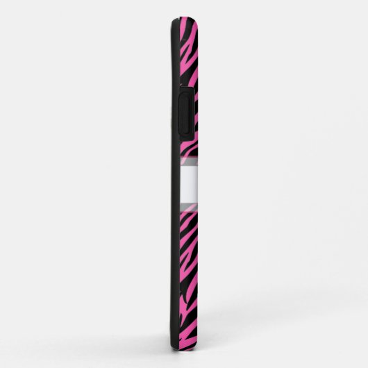 iPhone hoesje Custom Zebra Print Roze Zwart (Achterkant/rechts)