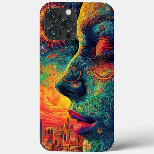 iPhone hoesje meisje multicolor schilderen (Achterkant)