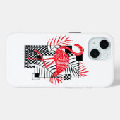 iPhone hoesje met rode flamingo print (Achterkant (horizontaal))