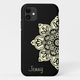 iPhone hoesje met zwarte en crème medailles