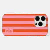 iPhone Hoesje | Preppy Bold Stripe Koraal Roze (Achterkant (horizontaal))