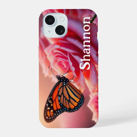 iPhone Hoesje - Vlinder Roos 15 Case (Achterkant)