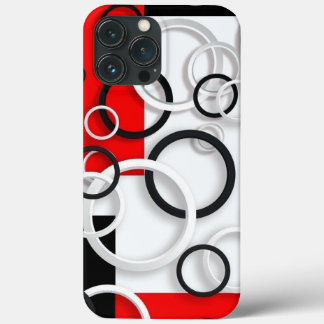 iPhone hoesje zwart, wit, rood kleurrijke cirkels