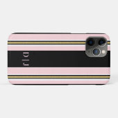 iPhone Hoesjes Roze & Wit Goud Zwart Streep (Achterkant (horizontaal))