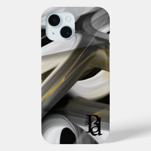 iPhone hoesjes Trend Abstract Art Zwart Wit Goud (Achterkant)