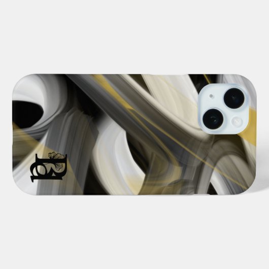 iPhone hoesjes Trend Abstract Art Zwart Wit Goud (Achterkant (horizontaal))