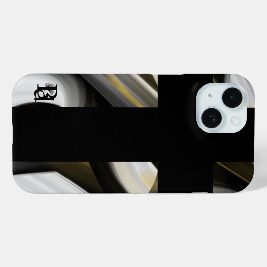 iPhone hoesjes Trend Abstract Art Zwart Wit Goud (Achterkant (horizontaal))