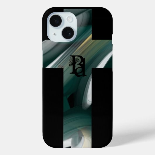 iPhone hoesjes Trend Abstract Art Zwart Wit Groen (Achterkant)