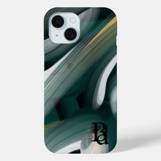iPhone hoesjes Trend Abstract Art Zwart Wit Groen (Achterkant)