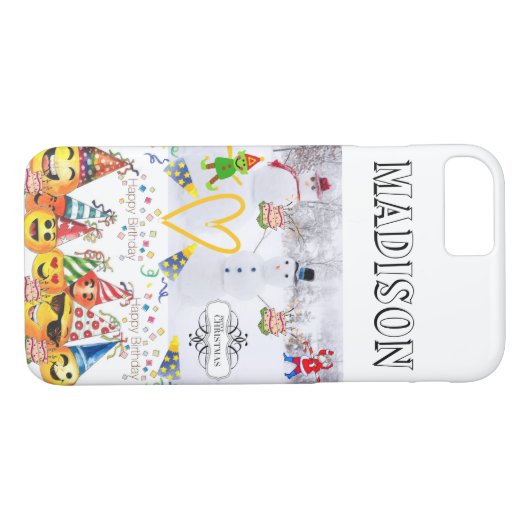 iPhone-hoesjes Vrolijk Kerstfeest Gelukkige Verjaa Case-Mate iPhone Case (Achterkant (Horizontaal))