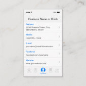 iPhone iOS-stijl - Eenvoudig generiek zwart-wit Visitekaartje (Achterkant)