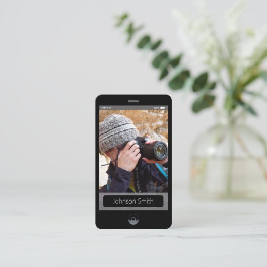 iPhone iOS-stijl - Persoonlijk fotoprofiel Visitekaartje (Staand voorkant)