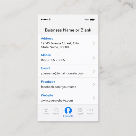 iPhone iOS-stijl - Platenspeler hoofdtelefoon Pub  Visitekaartje (Achterkant)