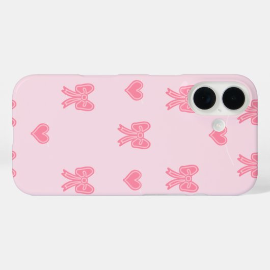 iPhone / iPad case Cute Pink Bows and Hearts Coque (Achterkant (horizontaal))