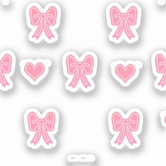 iPhone / iPad case Cute Pink Bows and Hearts Coque Sticker (Voorkant)