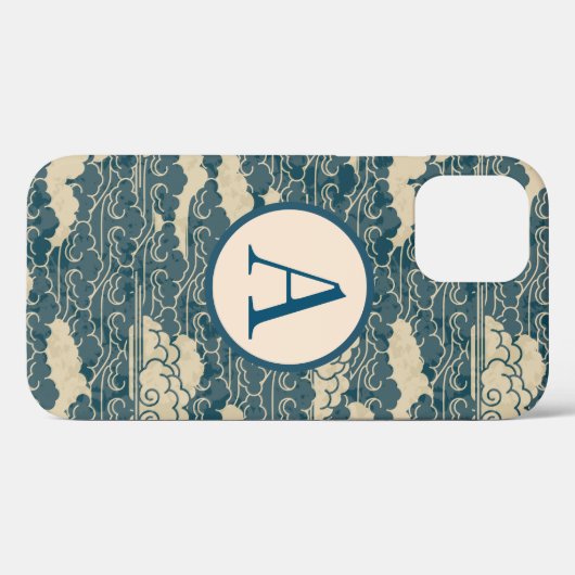 iPhone / iPad case JAPANESE CLOUDS DIY INITIAAL (Achterkant (horizontaal))