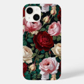 iPhone / iPad case red-white &pink roses (Achterkant)