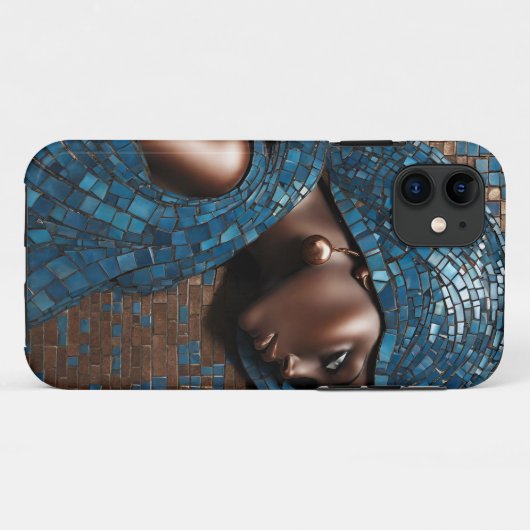 iPhone / iPad case Vrouw Mosiac Koper Blauw (Achterkant (horizontaal))