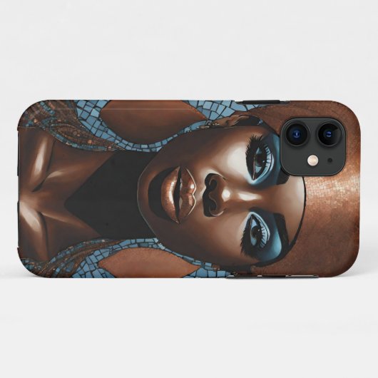 iPhone / iPad case Vrouw Mozaïek Koper Blauw (Achterkant (horizontaal))