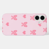 iPhone / iPad hoesje Cute Roze Strikken en Harten (Achterkant (horizontaal))
