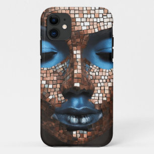 iPhone / iPad hoesje Vrouw Blauw Koper Mosiac