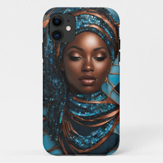 iPhone / iPad hoesje Vrouw Blauw Koper Mosiac
