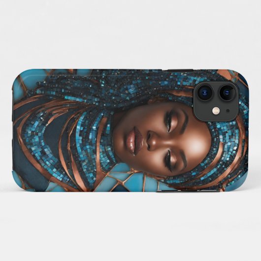 iPhone / iPad hoesje Vrouw Blauw Koper Mosiac (Achterkant (horizontaal))