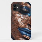 iPhone / iPad hoesje Vrouw Blauw Koper Mosiac (Achterkant)