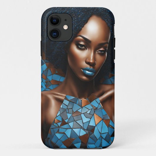 iPhone / iPad hoesje Vrouw Koper Blauw Mosiac (Achterkant)
