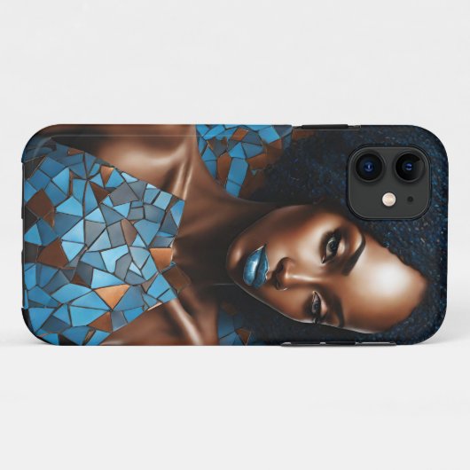 iPhone / iPad hoesje Vrouw Koper Blauw Mosiac (Achterkant (horizontaal))